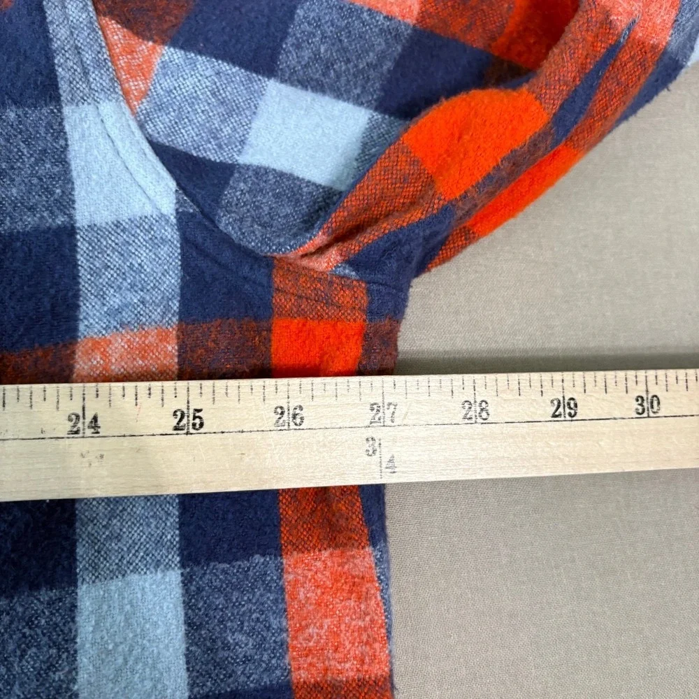 The Normal Brand Flannel Shirt Mens Size 2XL Blue Orange Plaid Button‎ Up Casual